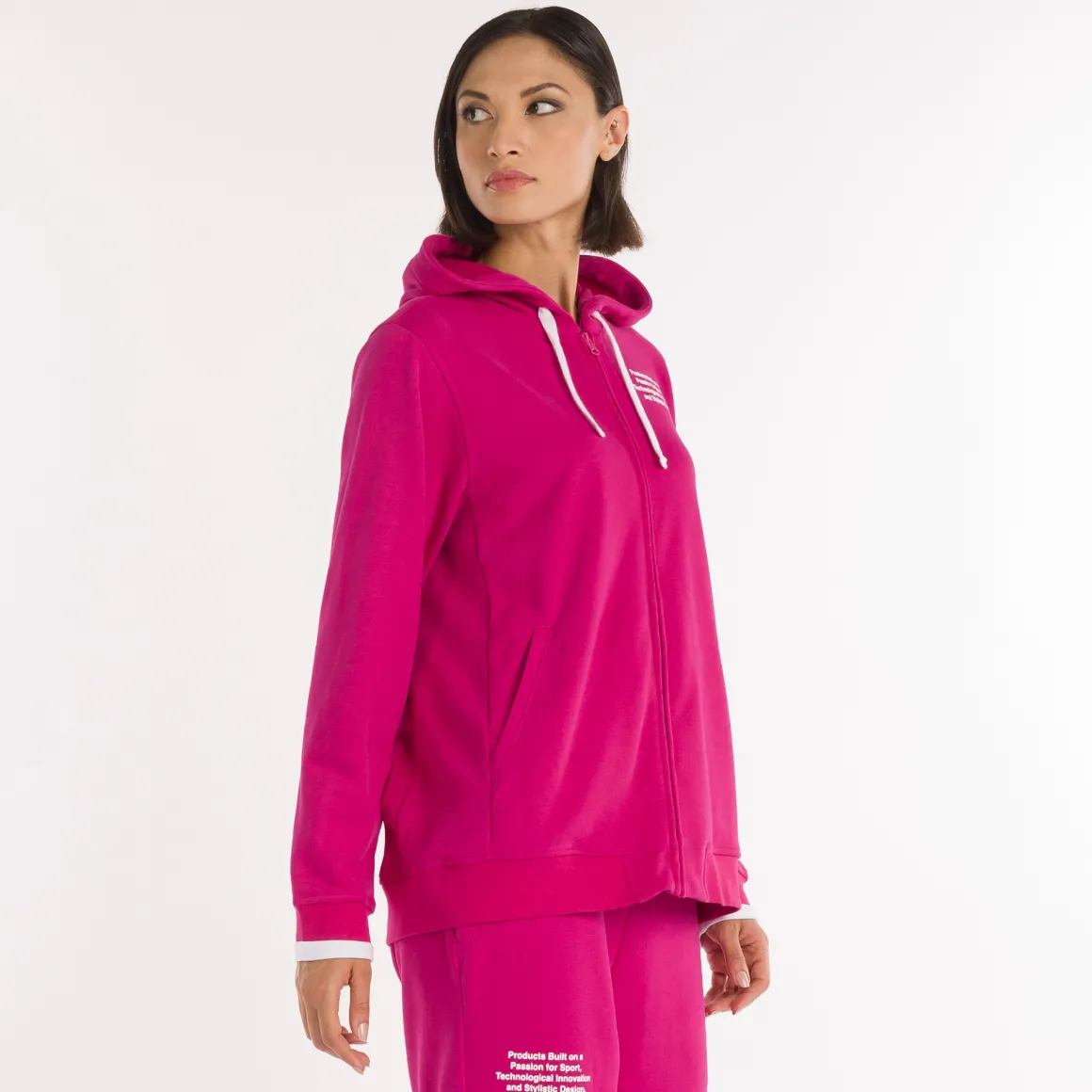 Felpa full zip con cappuccio da donna SS25